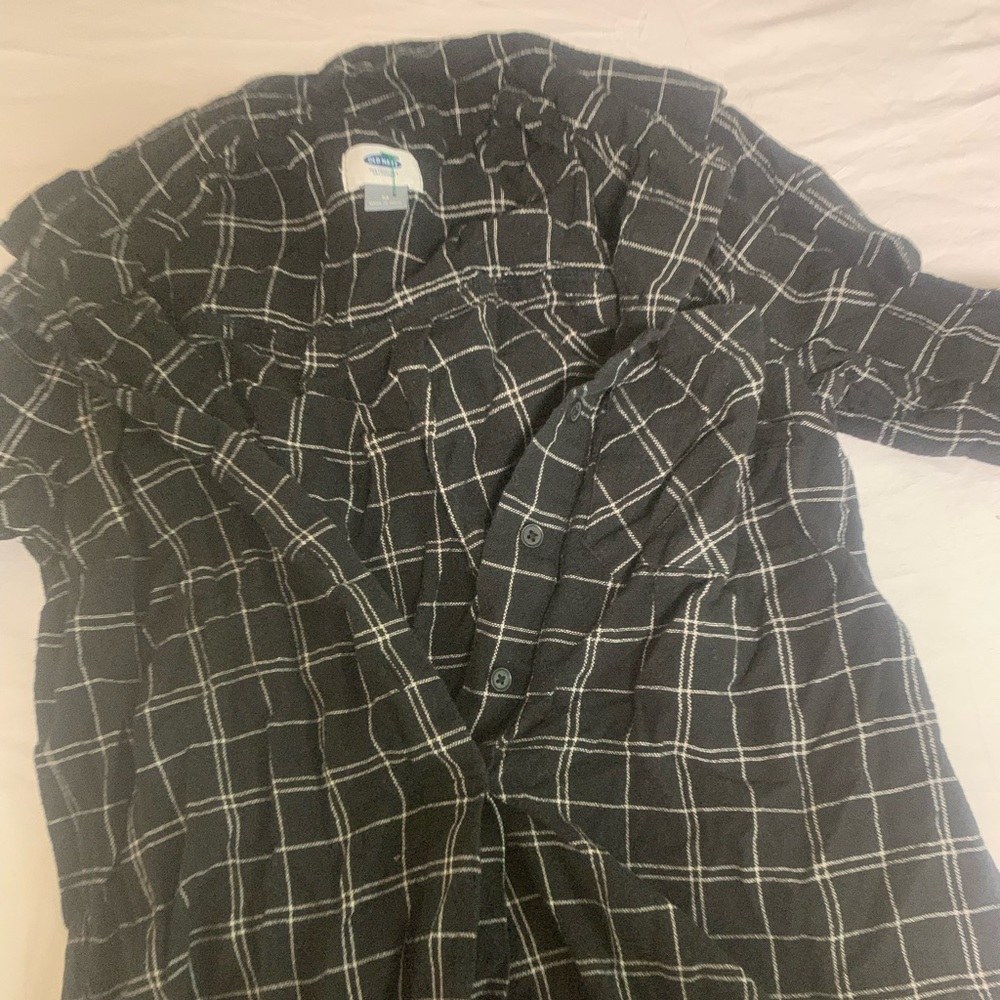 Old navy button down shirt.  Oversized